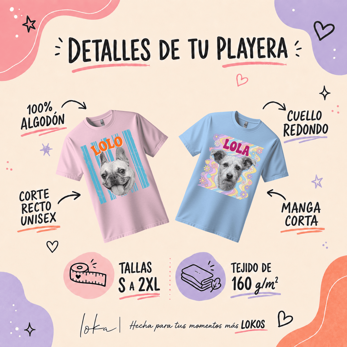 Playera personalizada con foto de tu perro | 6 estilos retro