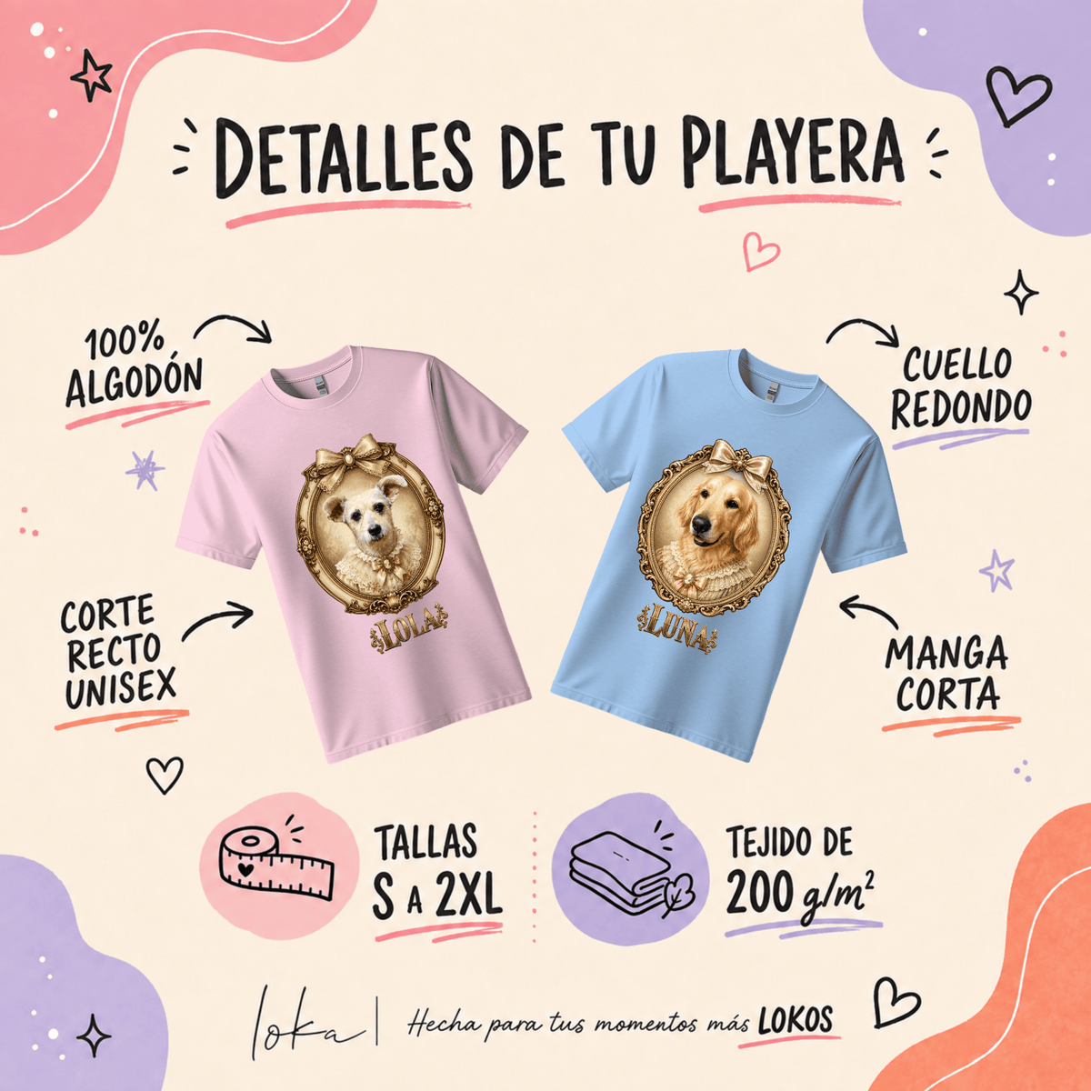 Playera Personalizada con Retrato de tu Mascota | Retrato de Época | LOKA