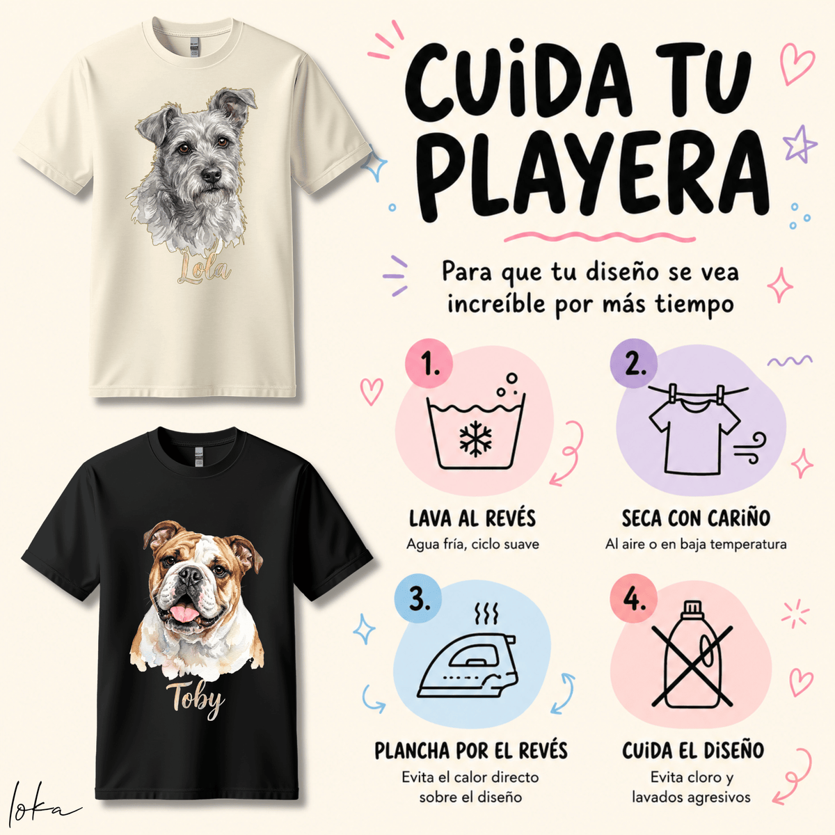 Playera Personalizada con Foto de tu Mascota | Acuarela + Nombre | LOKA