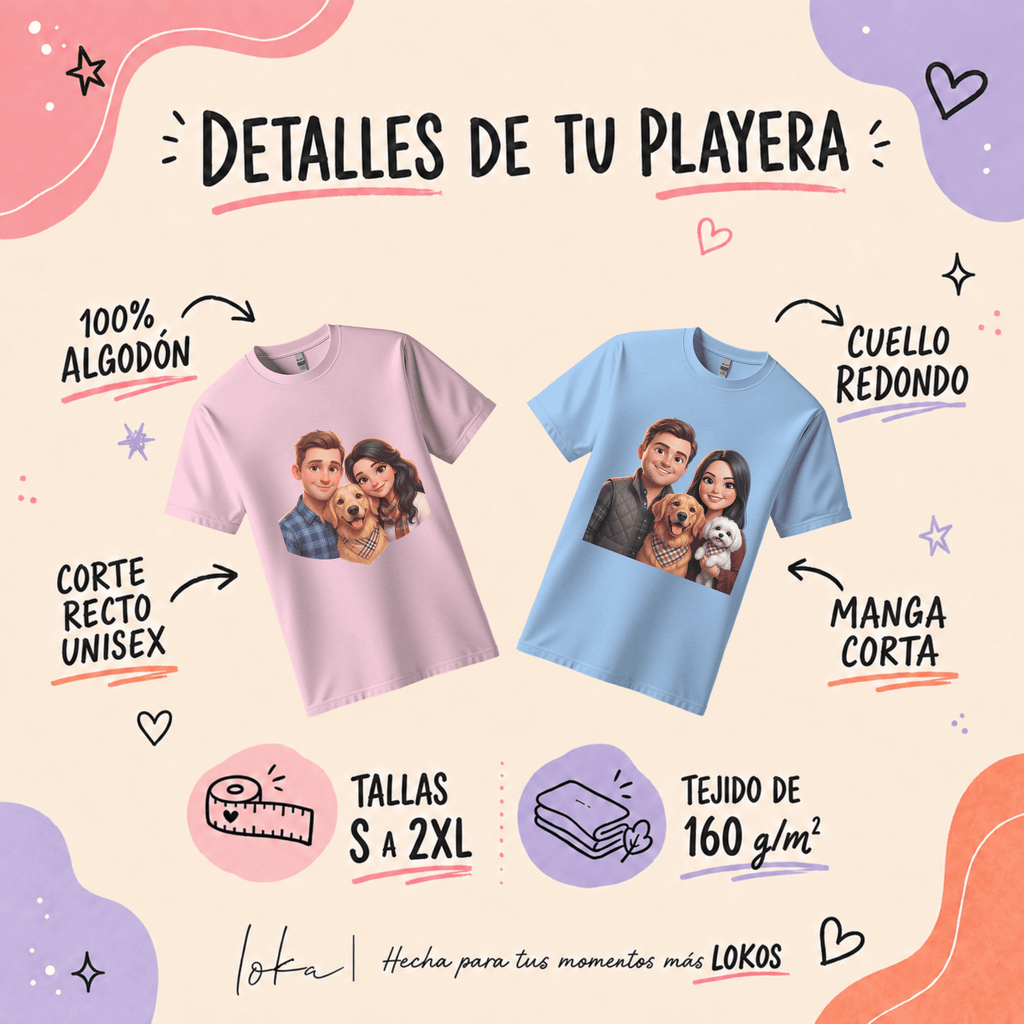Playera Personalizada con Retrato 3D | Personas y Perros | LOKA