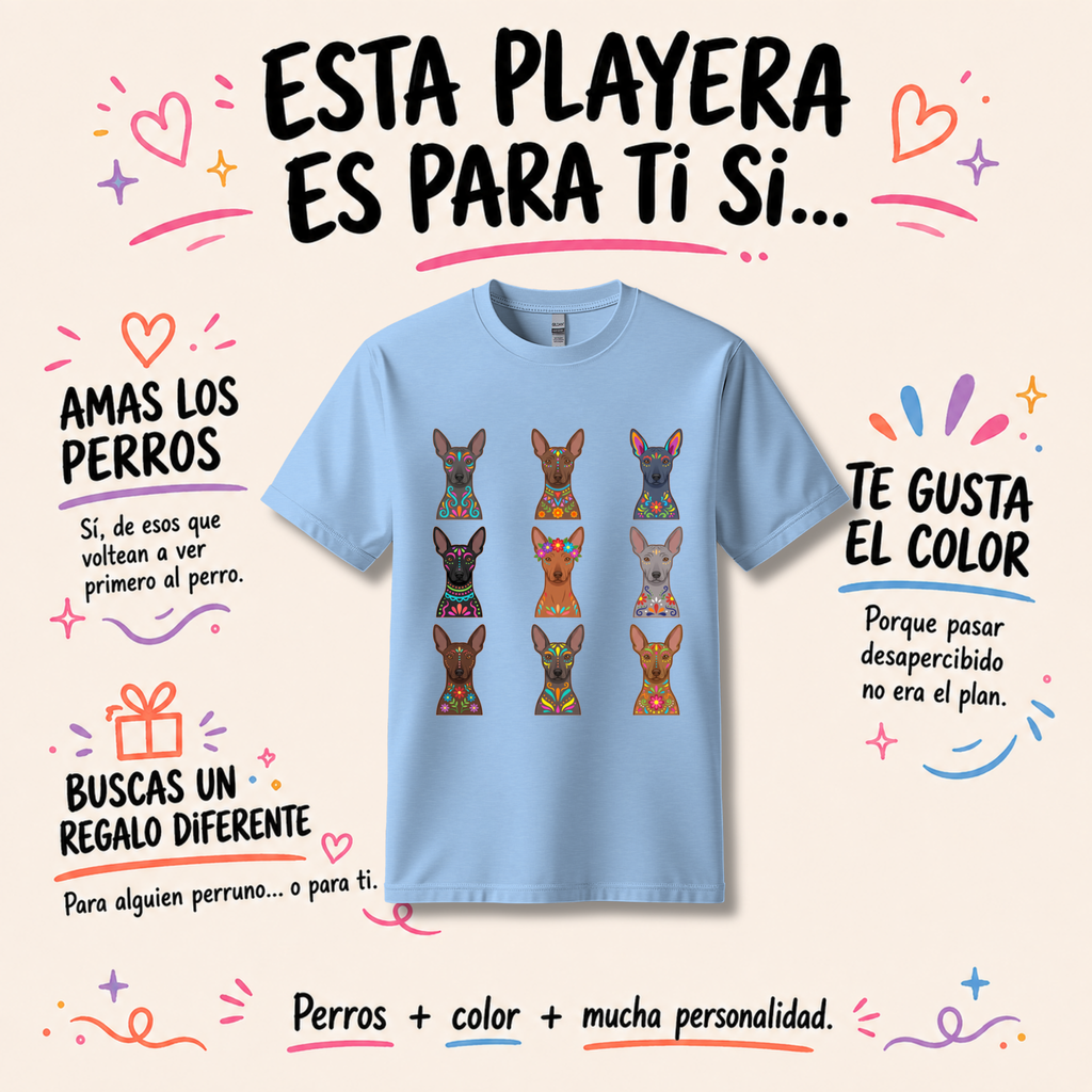 Playera Unisex Xoloitzcuintle | Arte Mexicano | 100% Algodón | LOKA