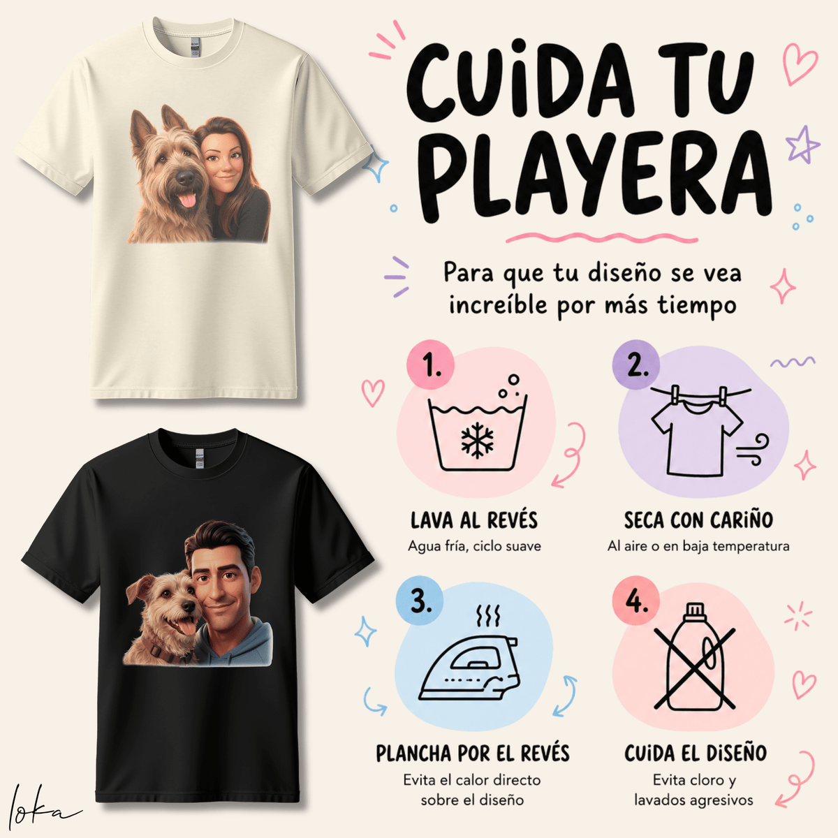 Playera Personalizada con Retrato 3D | Personas y Perros | LOKA