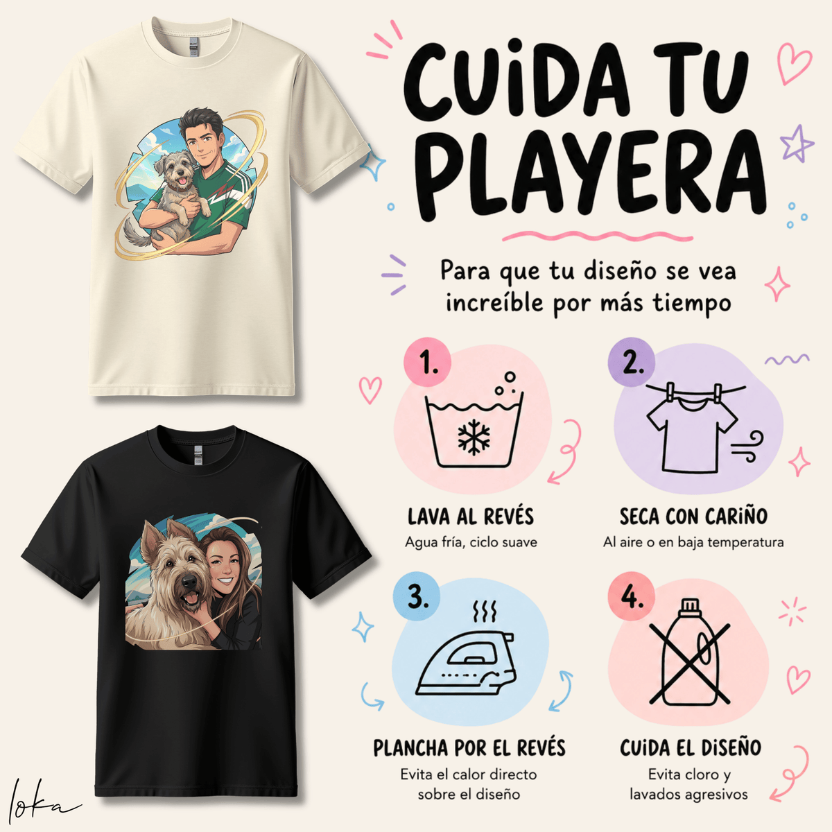 Playera Personalizada con Retrato Anime | Personas y perros | LOKA