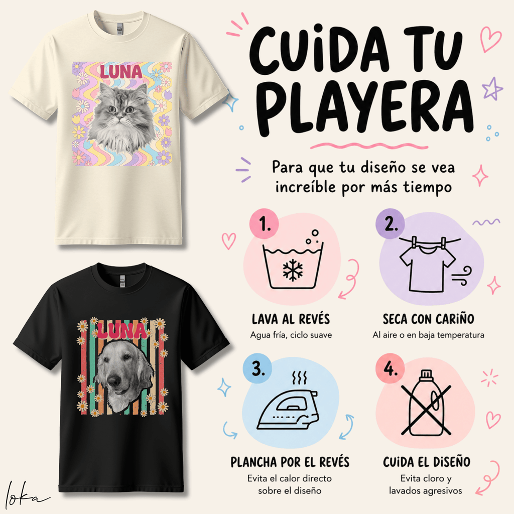 Playera personalizada con foto de tu perro | 6 estilos retro