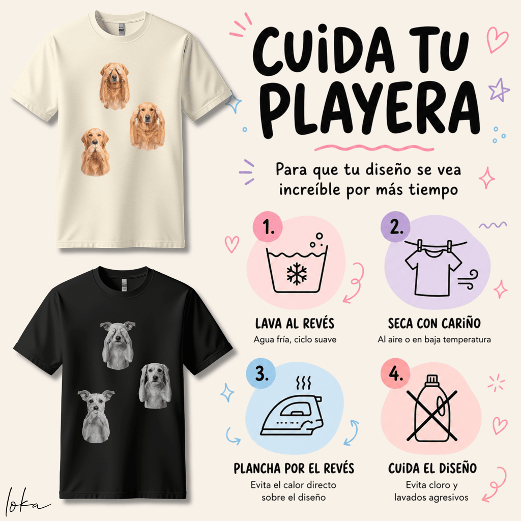 Playera Personalizada | No Veo, No Oigo, No Hablo | Retrato de tu Mascota