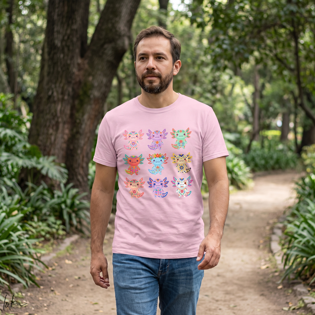 Playera de Ajolotes Mexicanos Coloridos