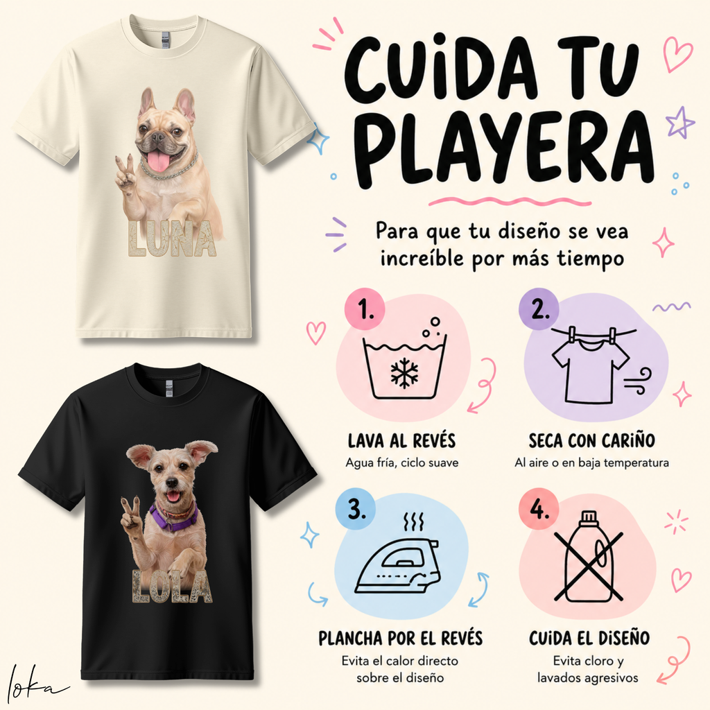 Playera Personalizada con Foto de tu Perro y Nombre | 100% Algodón | LOKA