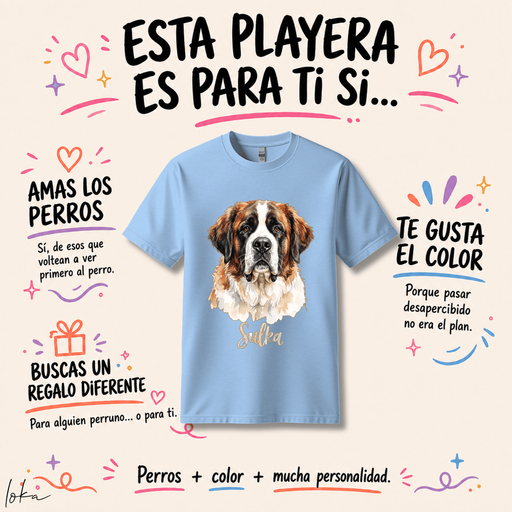 Playera Personalizada con Foto de tu Mascota | Acuarela + Nombre | LOKA