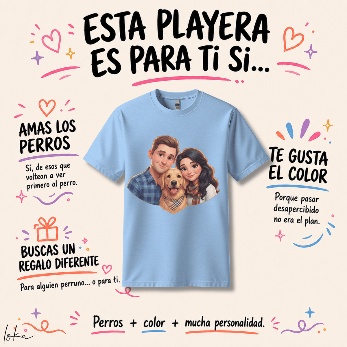 Playera Personalizada con Retrato 3D | Personas y Perros | LOKA