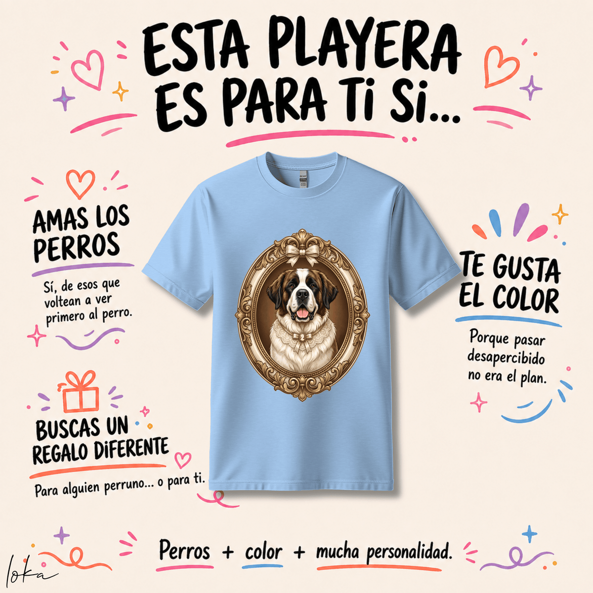 Playera Personalizada con Retrato de tu Mascota | Retrato de Época | LOKA