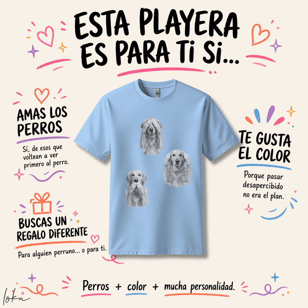 Playera Personalizada | No Veo, No Oigo, No Hablo | Retrato de tu Mascota