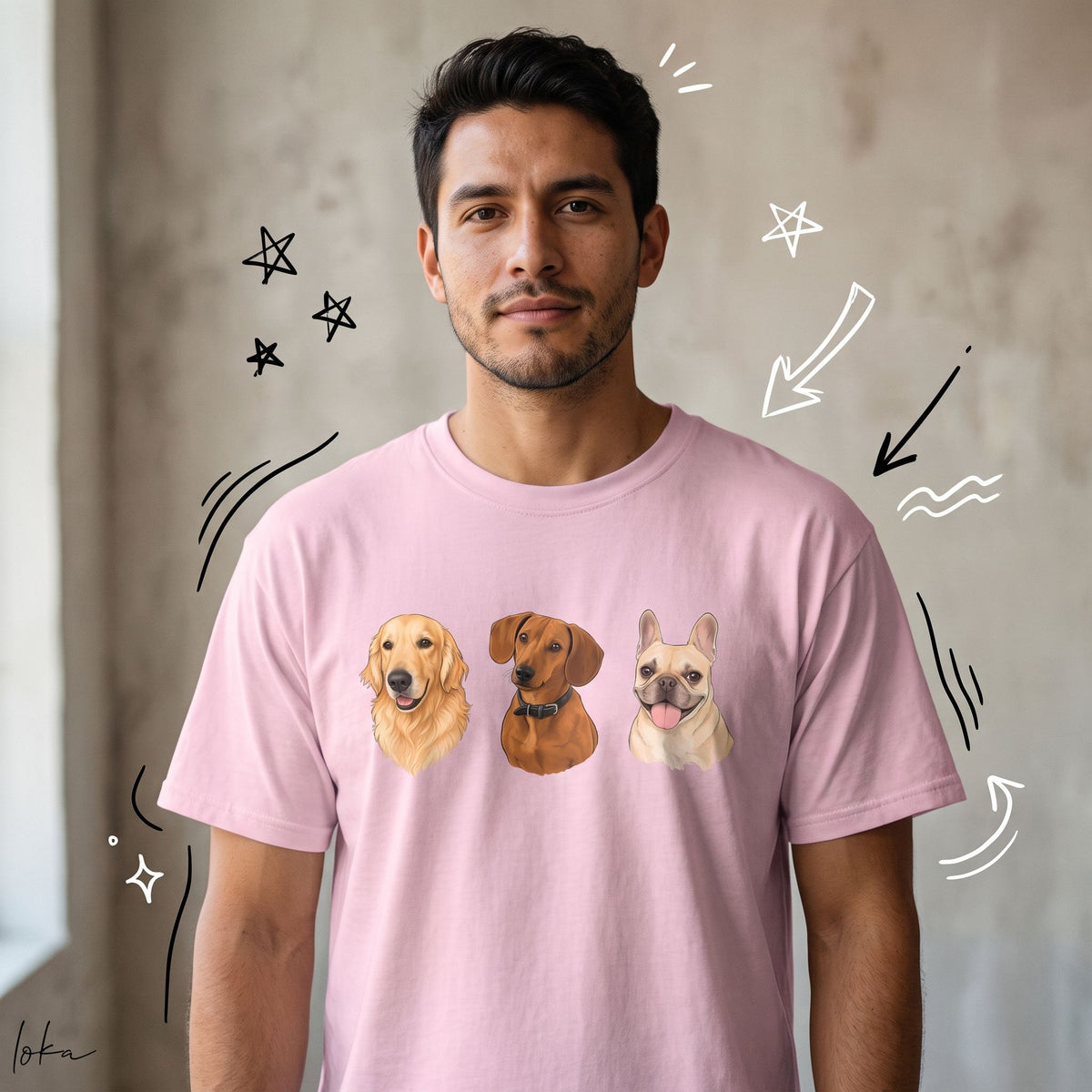 Playera Personalizada con Ilustración de tus Mascotas | 1 a 5 Mascotas | LOKA