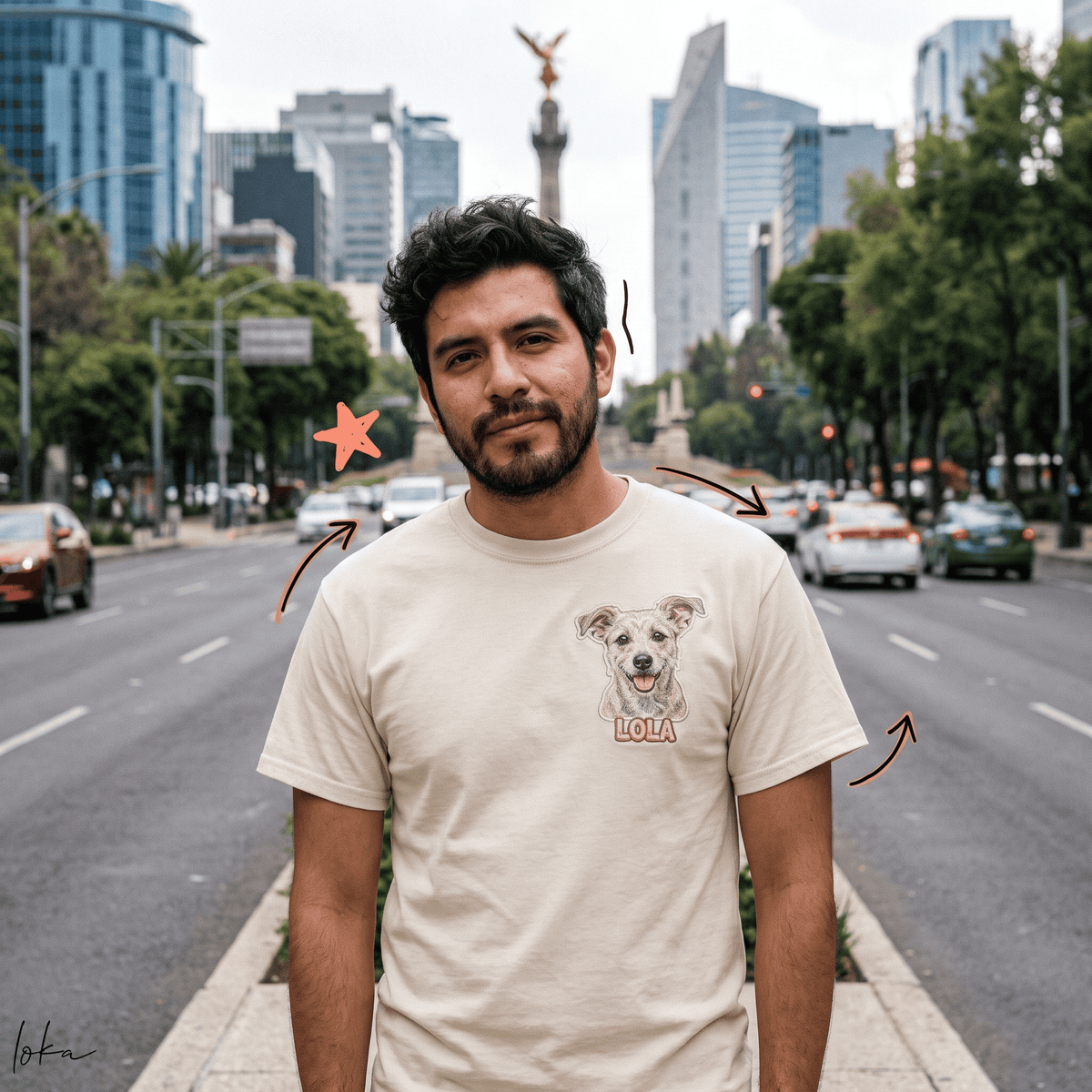 Playera Personalizada con Retrato Efecto Bordado | 1 a 5 Perros