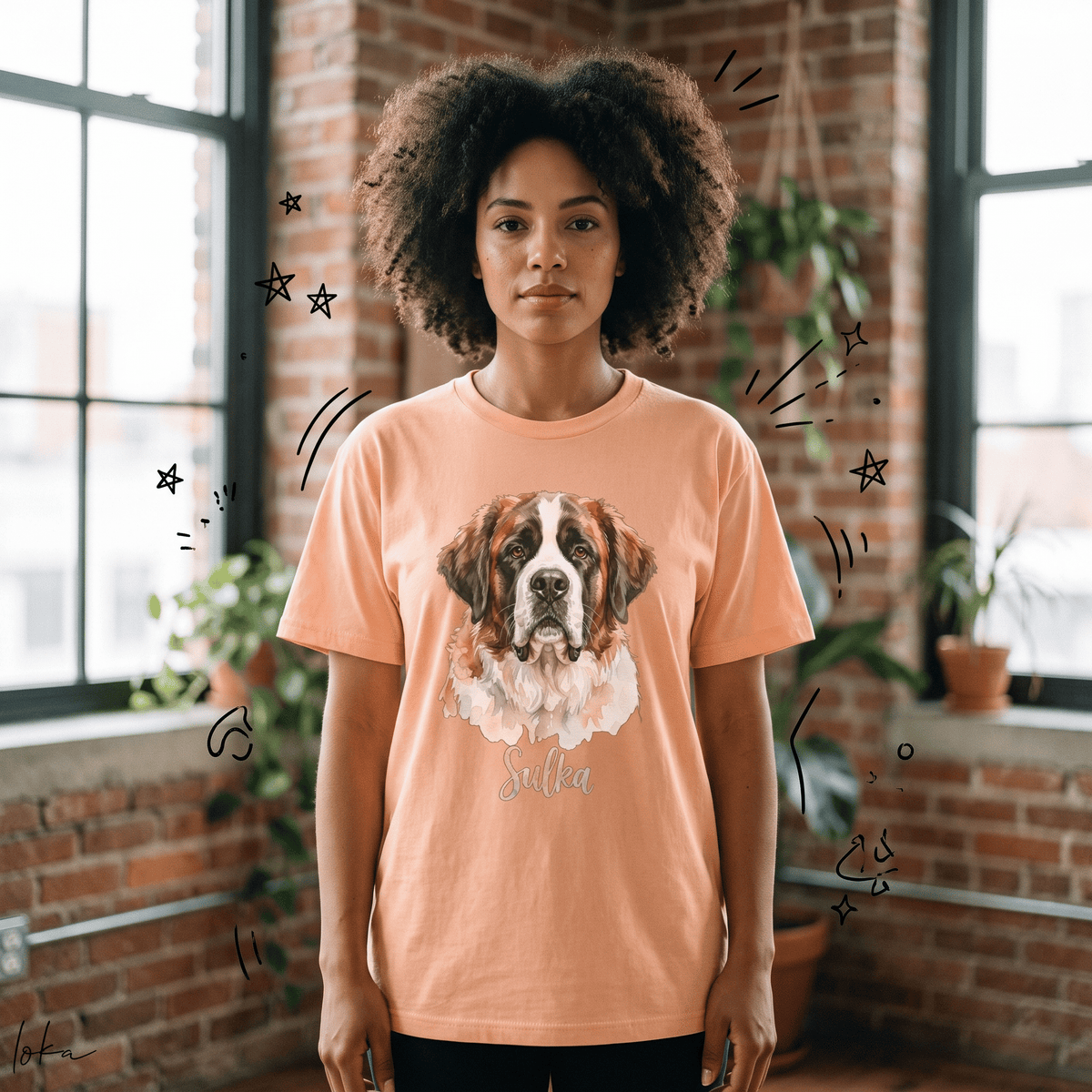 Playera Personalizada con Foto de tu Mascota | Acuarela + Nombre | LOKA