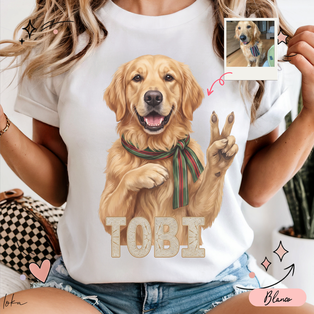 Playera Personalizada con Foto de tu Perro y Nombre | 100% Algodón | LOKA