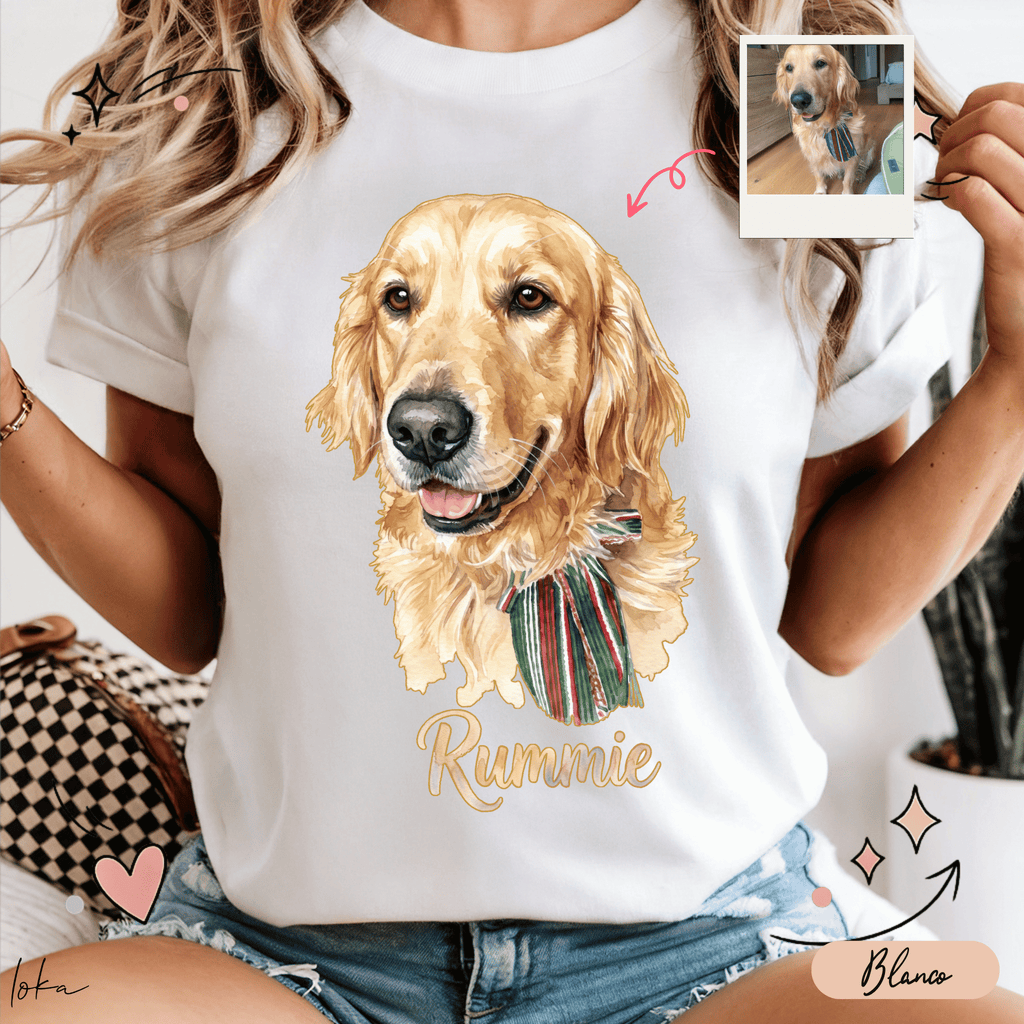Playera Personalizada con Foto de tu Mascota | Acuarela + Nombre | LOKA