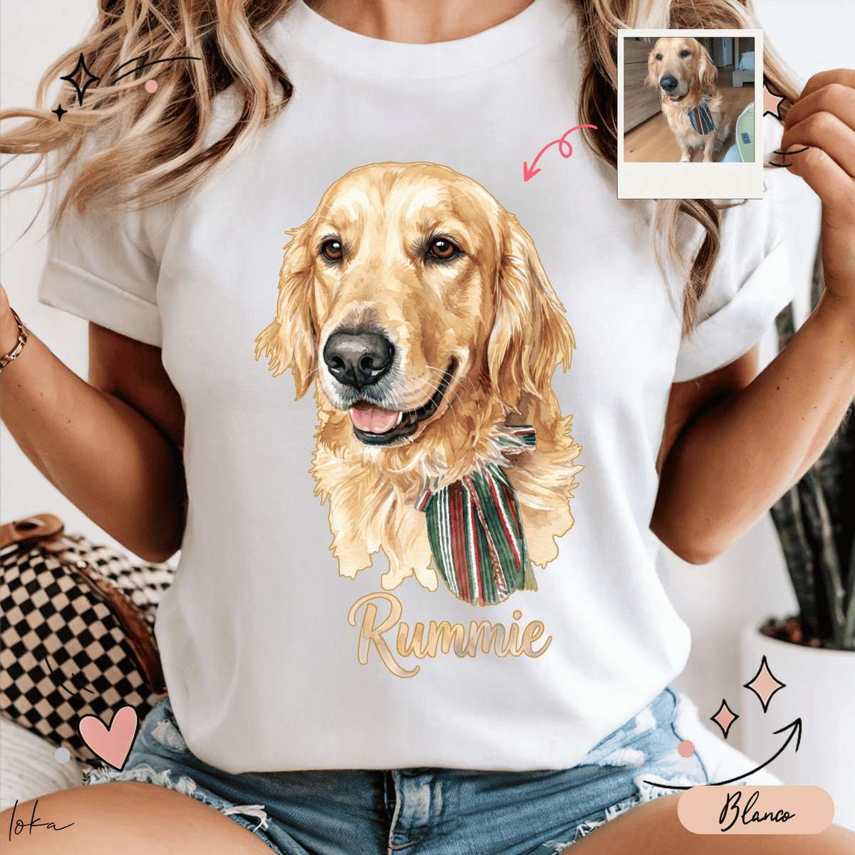Playera Personalizada con Foto de tu Mascota | Acuarela + Nombre | LOKA