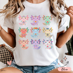 Playera de Ajolotes Mexicanos Coloridos