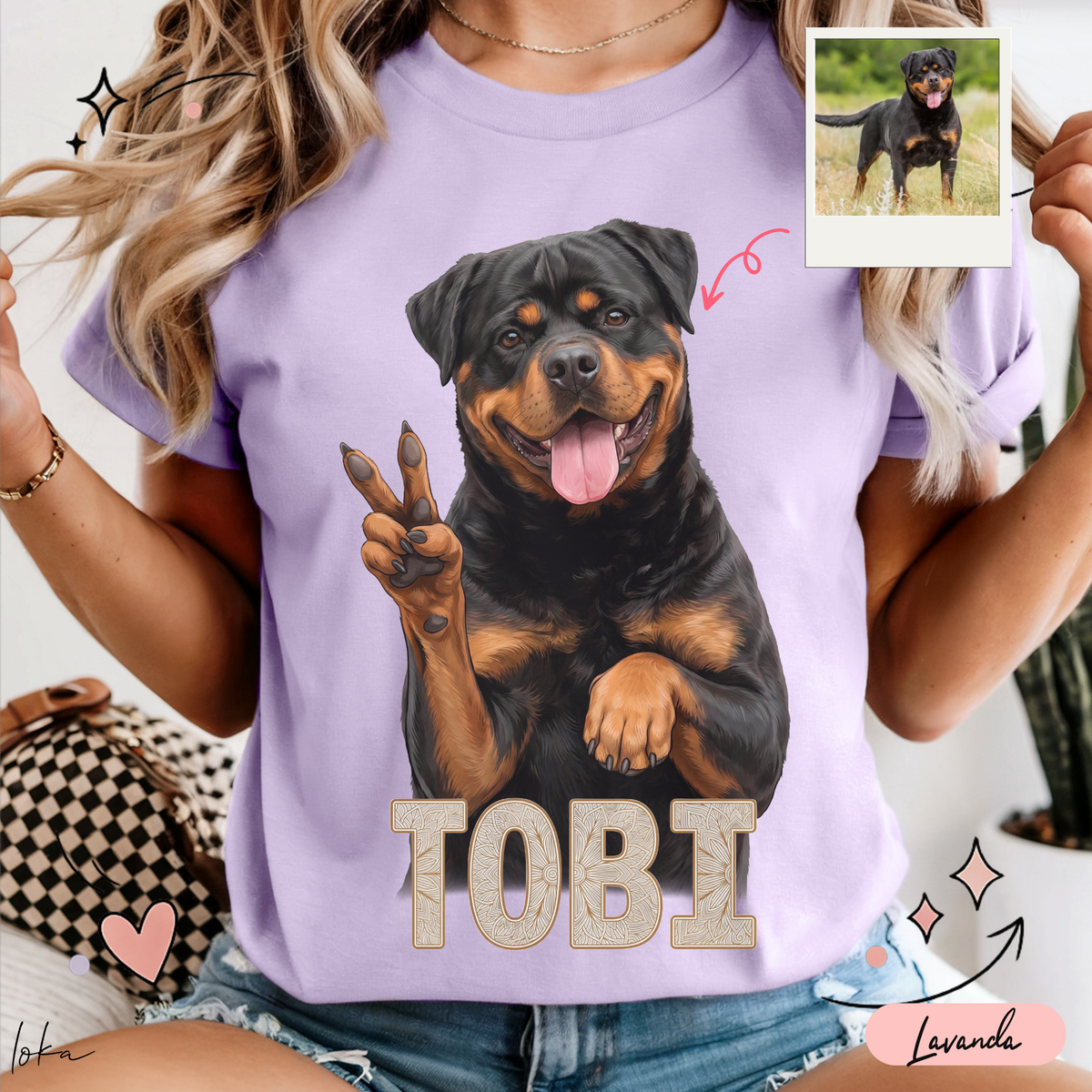 Playera Personalizada con Foto de tu Perro y Nombre | 100% Algodón | LOKA