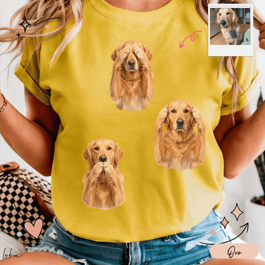 Playera Personalizada | No Veo, No Oigo, No Hablo | Retrato de tu Mascota