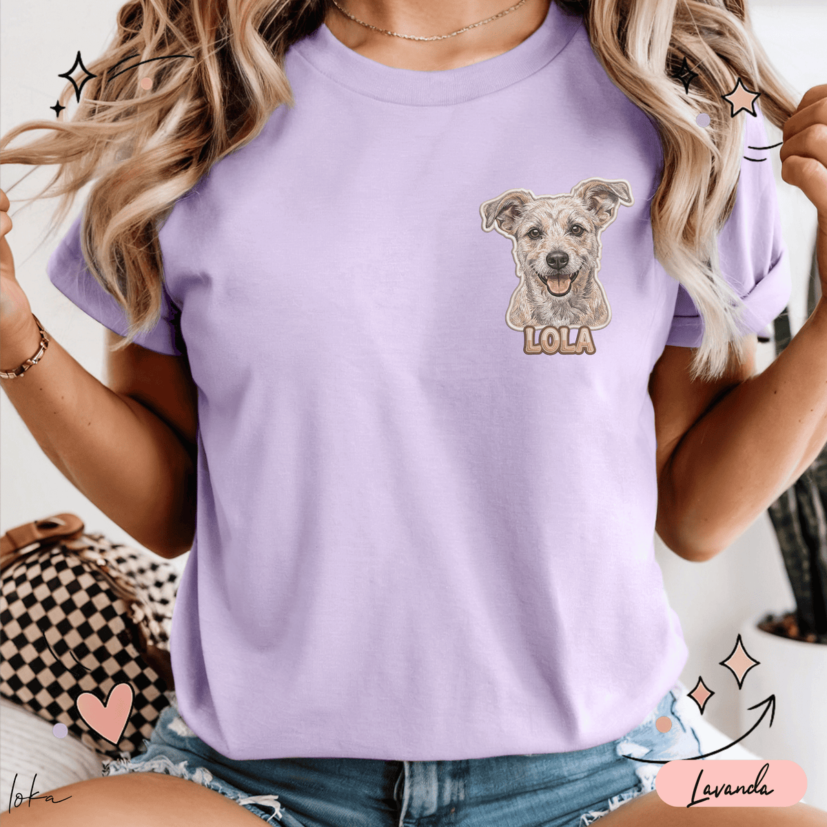 Playera Personalizada con Retrato Efecto Bordado | 1 a 5 Perros