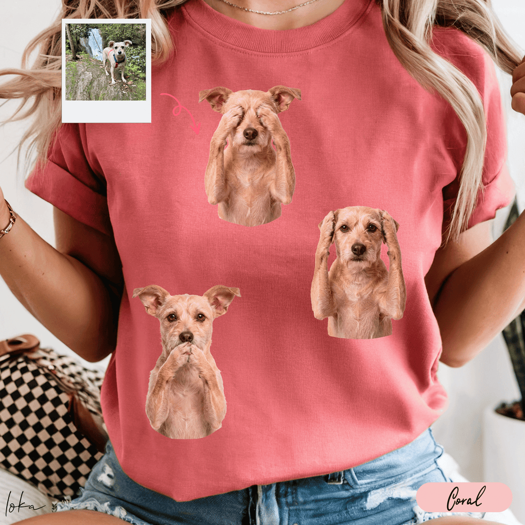 Playera Personalizada | No Veo, No Oigo, No Hablo | Retrato de tu Mascota