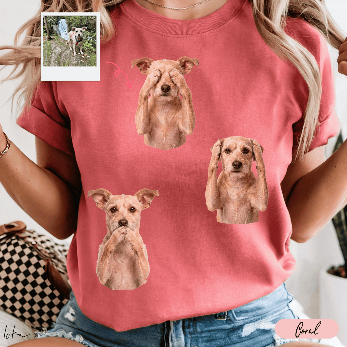 Playera Personalizada | No Veo, No Oigo, No Hablo | Retrato de tu Mascota