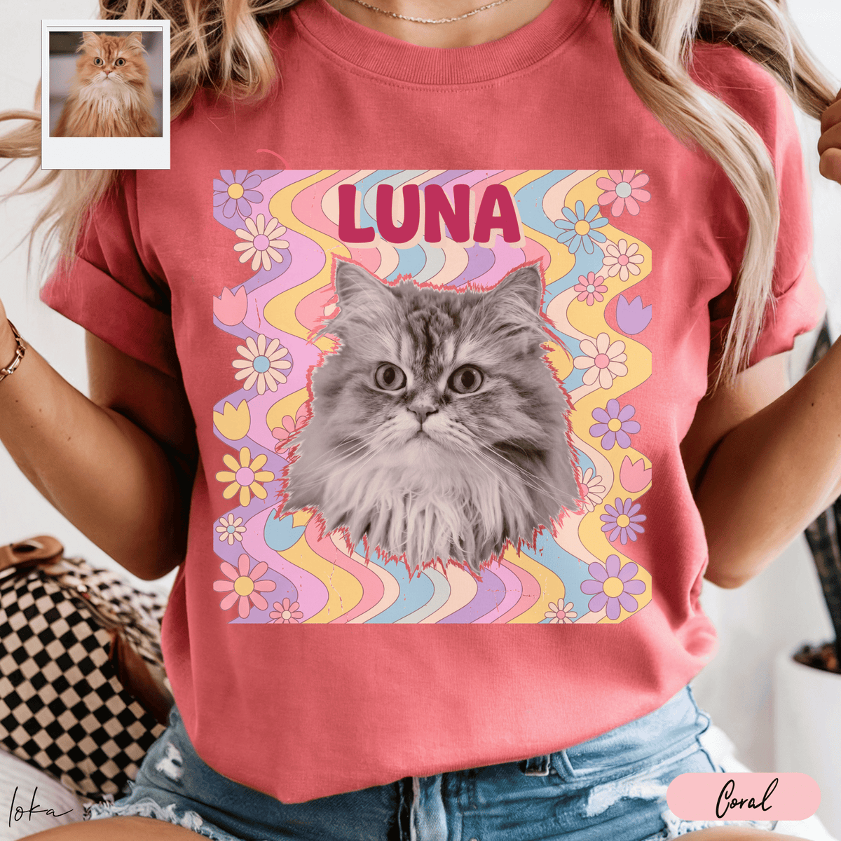 Playera personalizada con foto de tu perro | 6 estilos retro