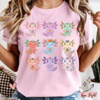 Playera de Ajolotes Mexicanos Coloridos