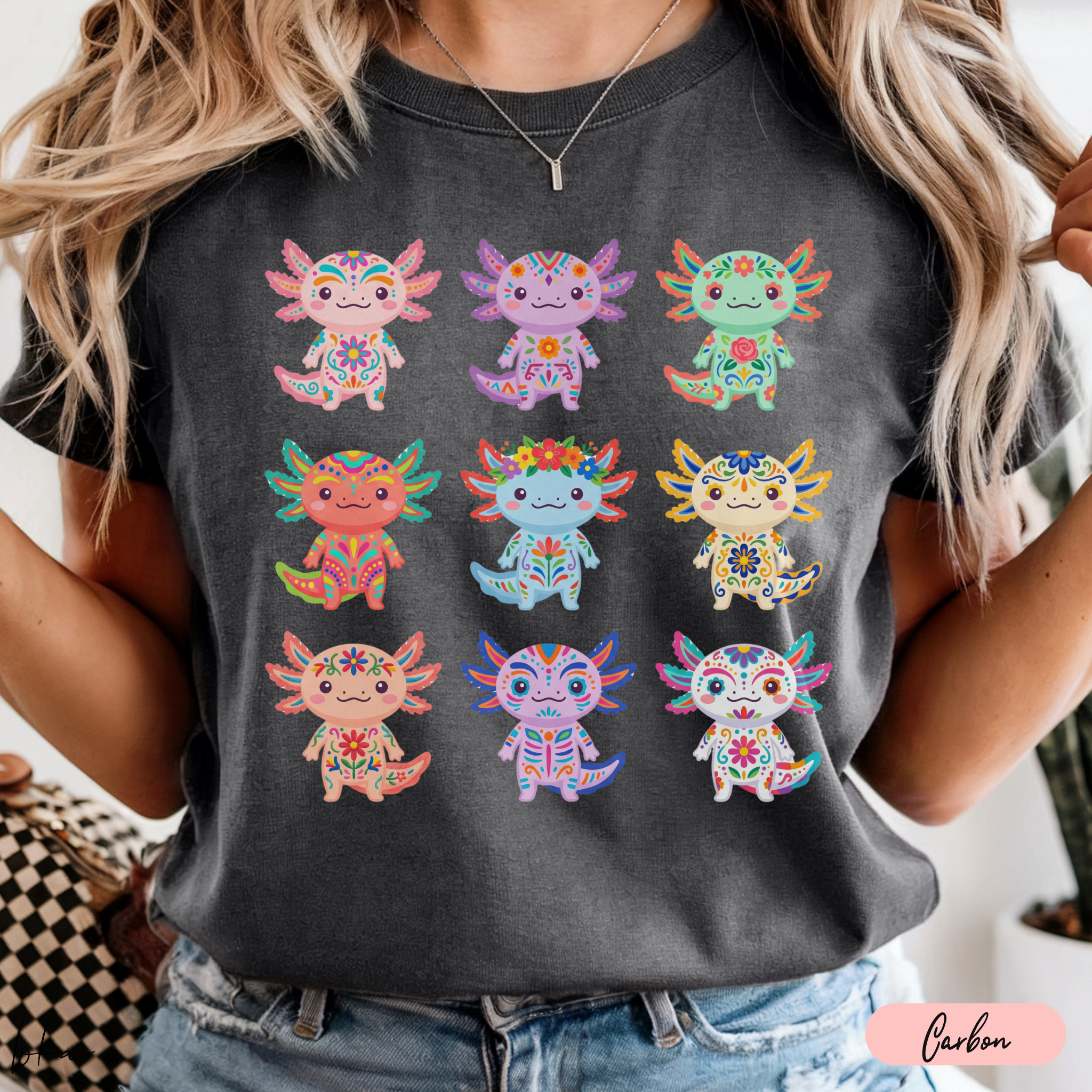Playera de Ajolotes Mexicanos Coloridos