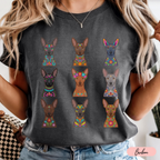 Playera de xoloitzcuintles con arte mexicano — Nueve xolos ilustrados