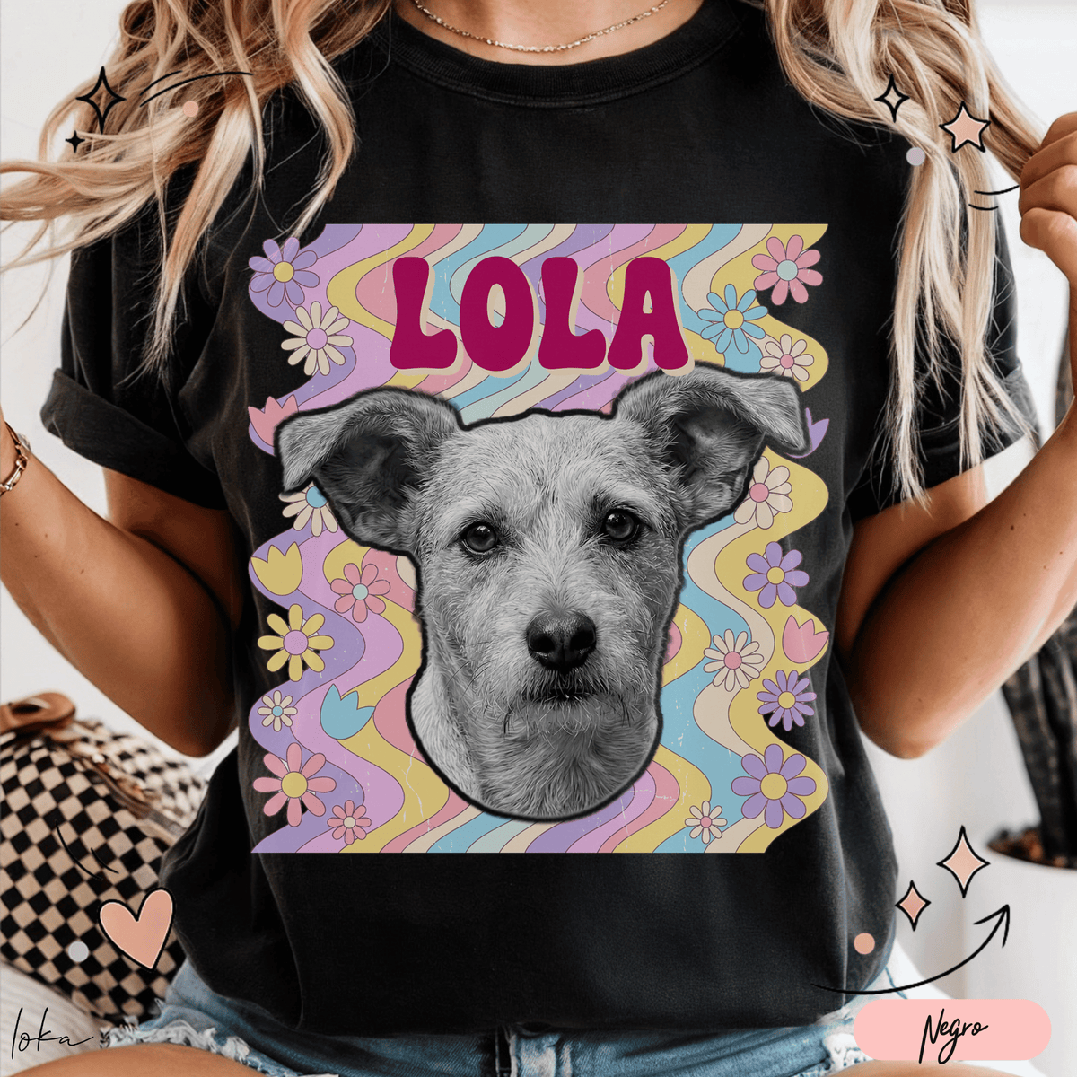 Playera personalizada con foto de tu perro | 6 estilos retro