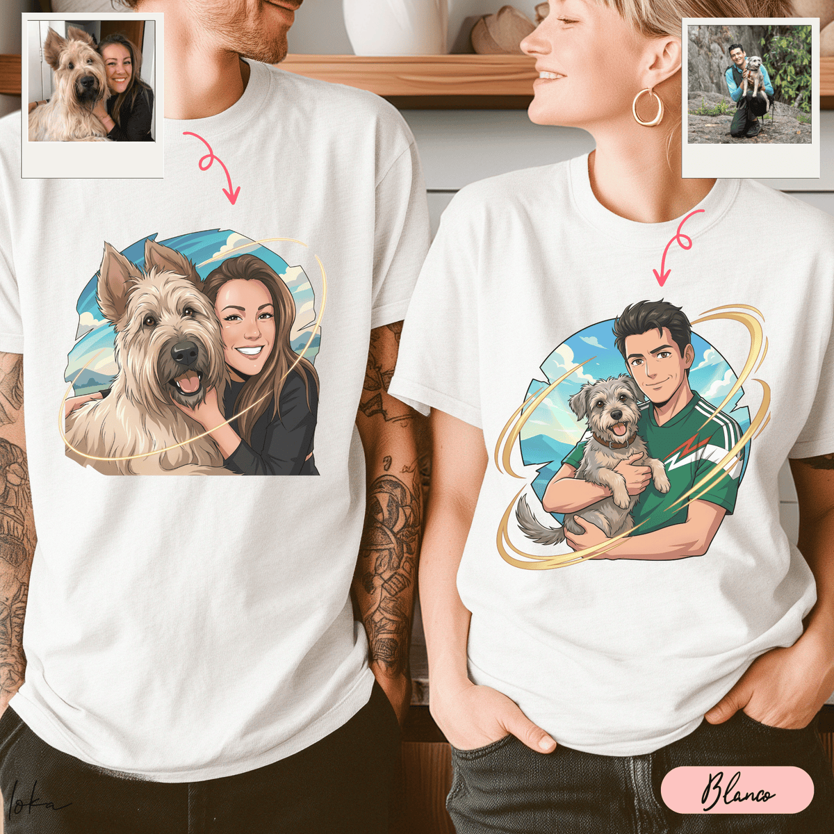Playera Personalizada con Retrato Anime | Personas y perros | LOKA