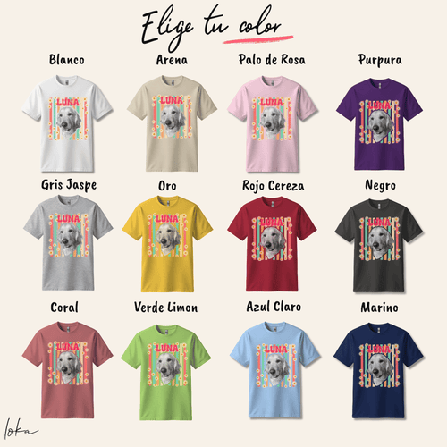 Playera personalizada con foto de tu perro | 6 estilos retro