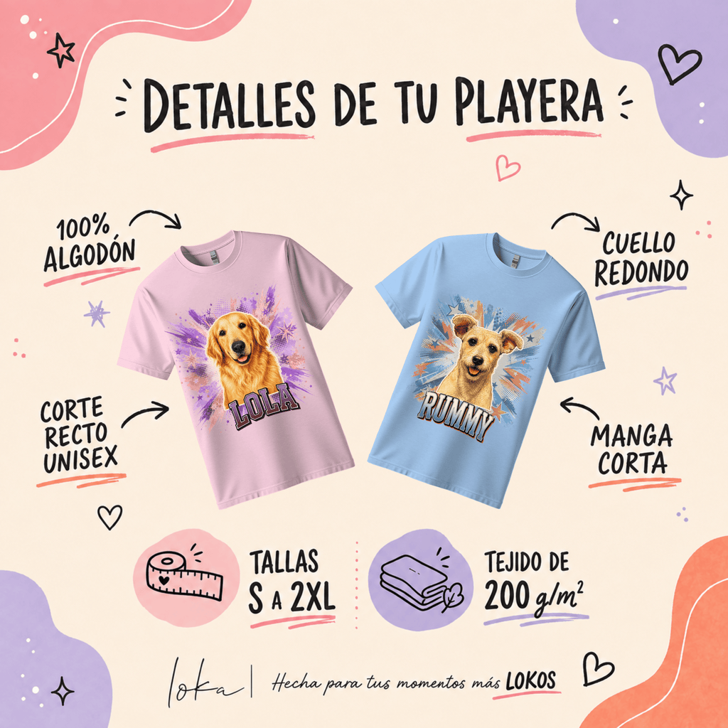 Playera Personalizada con Foto de tu Perro | 9 Estilos | LOKA