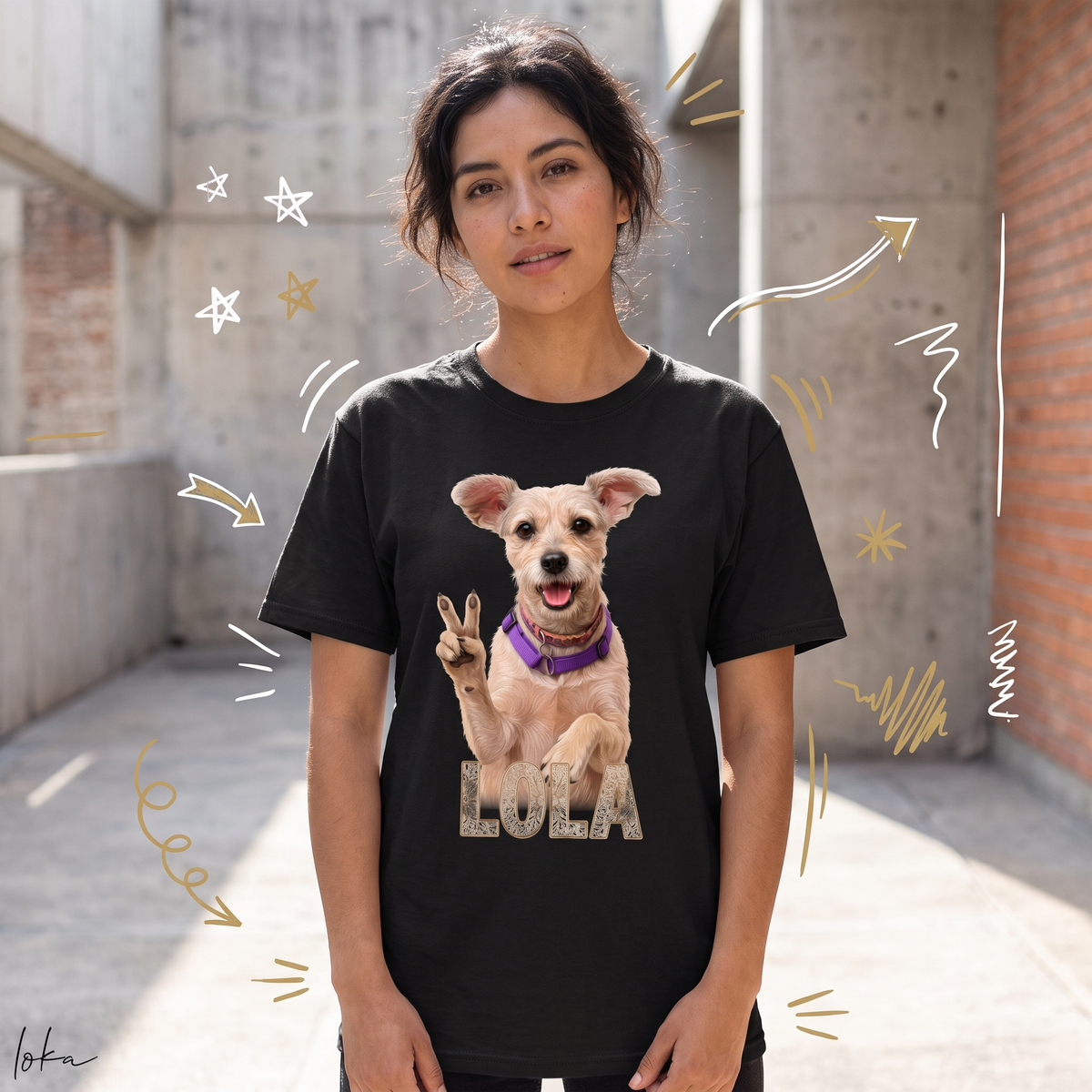 Playera Personalizada con Foto de tu Perro y Nombre | 100% Algodón | LOKA