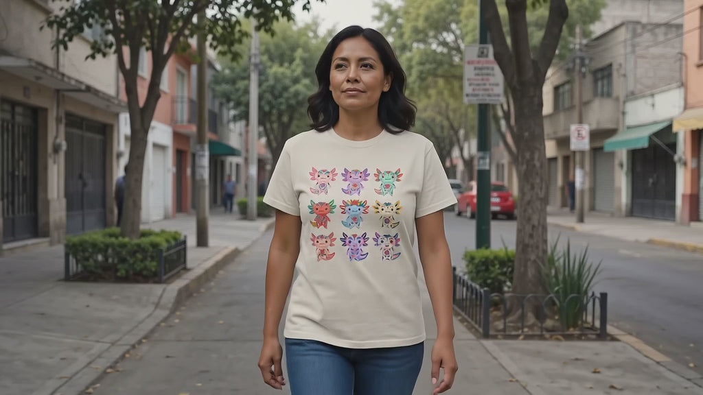 Playera de Ajolotes Mexicanos Coloridos